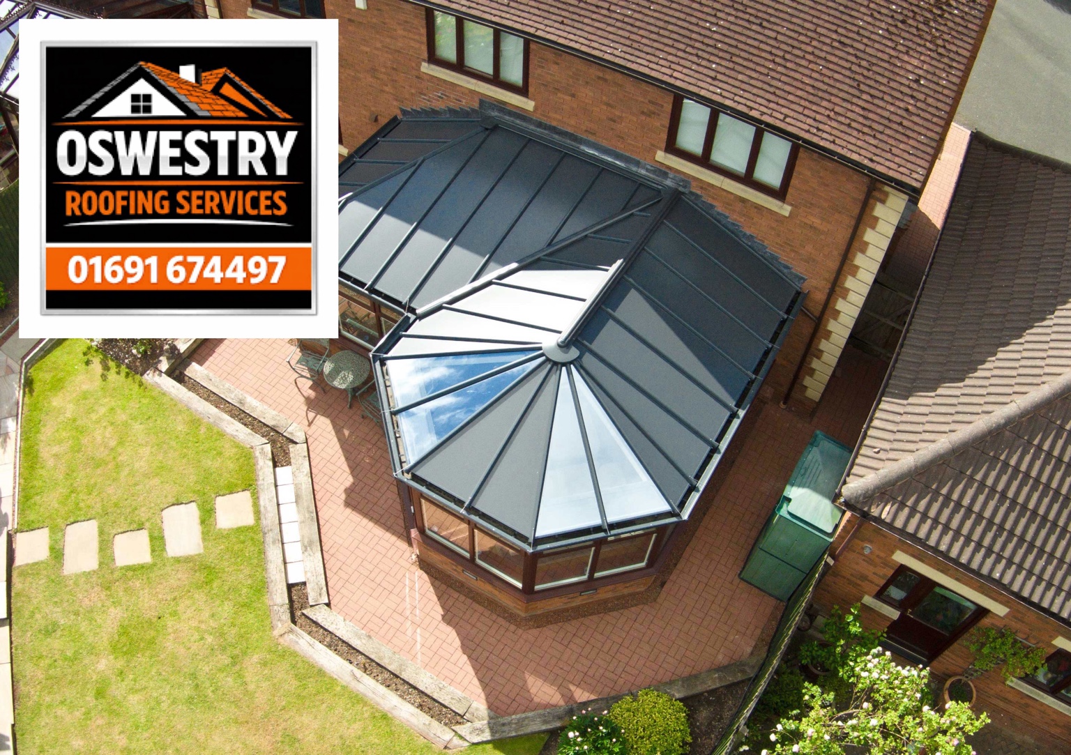 Timber clad gable roof with dark tiles and finished verge detailing by Oswestry Roofing