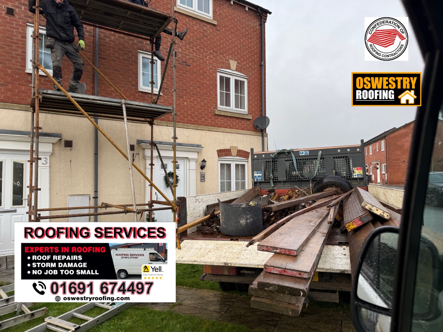 Completed solid tiled conservatory roof with insulated lightweight roof coverings for roofing work in Oswestry